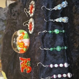 Holiday Joy & Sparkle; Earrings, Pin, Paperweight, Stocking Stuffers